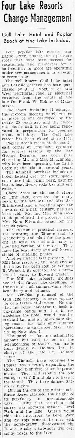 Poplar Beach at Fine Lake - June 29 1944 Article (newer photo)